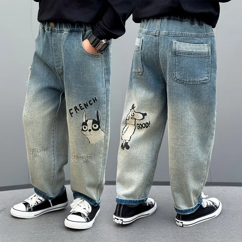 

Детская одежда, весенние джинсы для мальчиков, повседневные брюки с героями мультфильмов, детские прямые штаны, джинсы для мальчиков, детские мягкие джинсовые штаны, От 2 до 10 лет