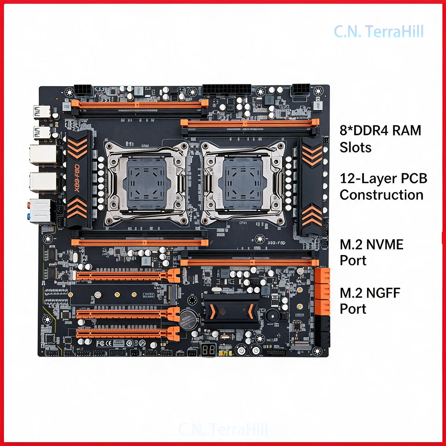 Dual CPU Motherboard X99-F8D LGA2011 DDR4 for E5 2680/2690 V3 Server Workstation