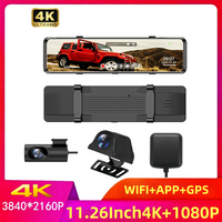 11.26 Inch 4K 3840*2160P Car DVR Dash Cam WIFI GPS APP Rear View Mirror 1080P Car Camer, WDR,APP WIFI Super Night Vision