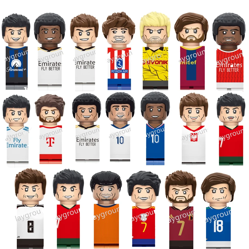 Football Stars Figure Sport Player Bailey Messi Ronaldo Building Blocks Bricks Mini Action Figures Toys For Kids Christmas Gifts