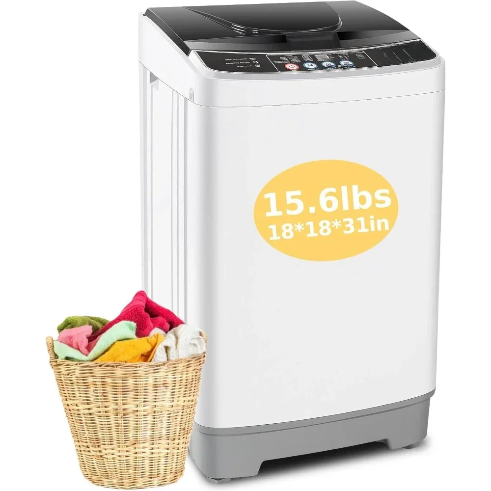 Portable Washing Machine, 15.6 Lbs with Drain Pump & LED Display & 10 Programs & 8 Water Levels, 2.1 Cu.ft Laundry Washer