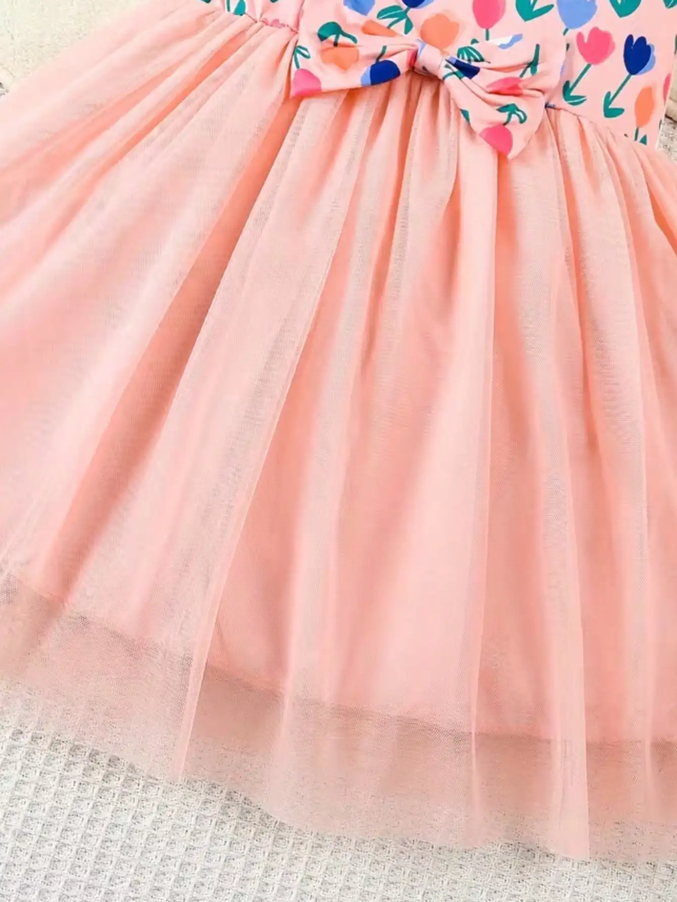 Bezauberndes Mädchen-Sommerkleid - Lila Lotusblatt-Manschette, Meerjungfrauen-Schuppen-Print und Pailletten-Dekoration, Polyester-Netzrock – Detail 21