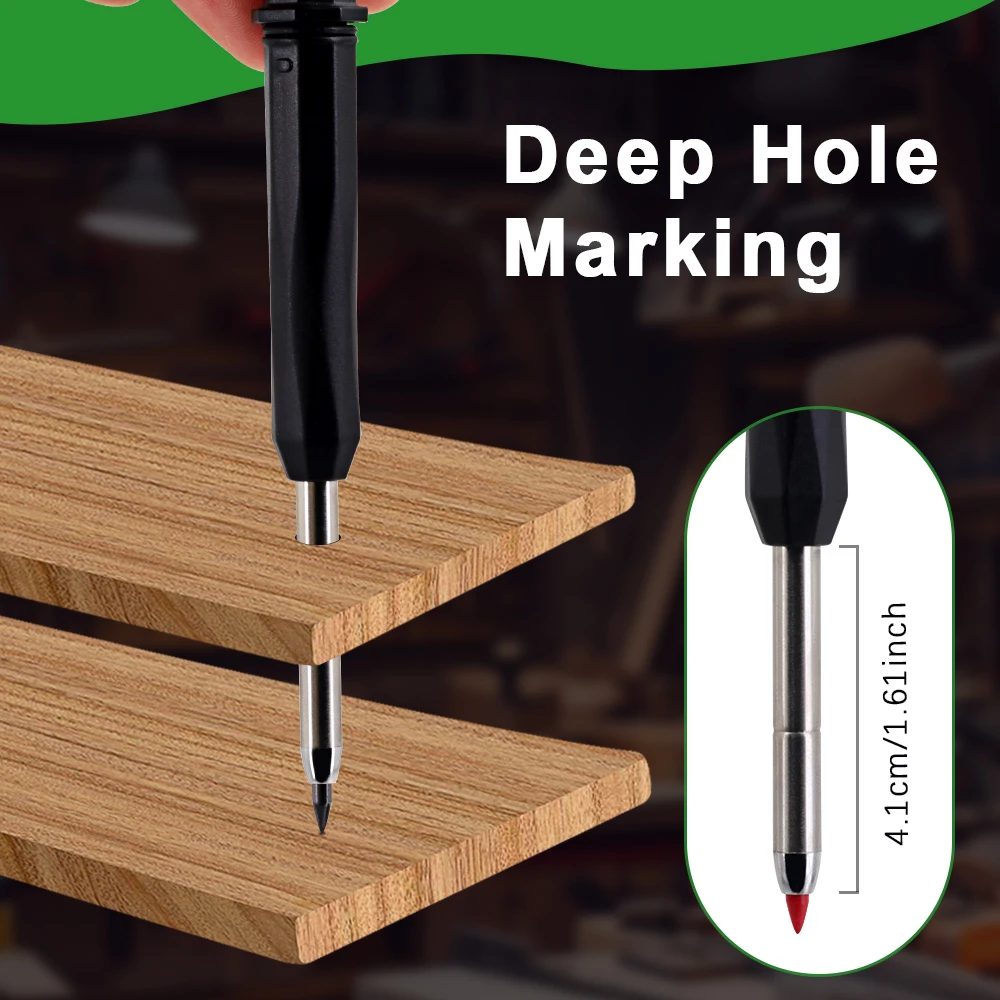 Professional 2.8mm Deep Hole Marking Carpenter Mechanical Pencil, Plastic Pen Cap, for Architect Woodworking Marking Tool view 4