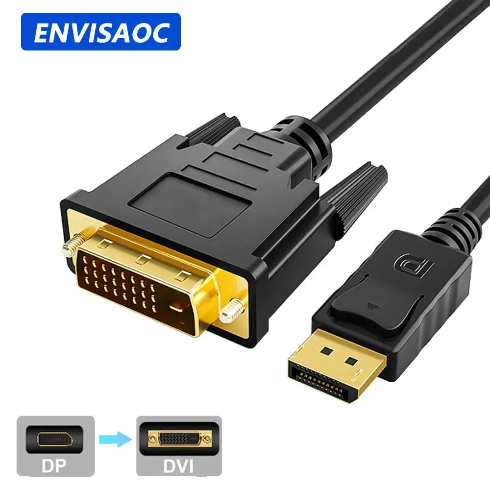 DisplayPort DP to DVI Adapter Connecto Cable Conversion Line 1.8M FHD 1920*1080P For Desktop Laptop PC TV Monitor Projector