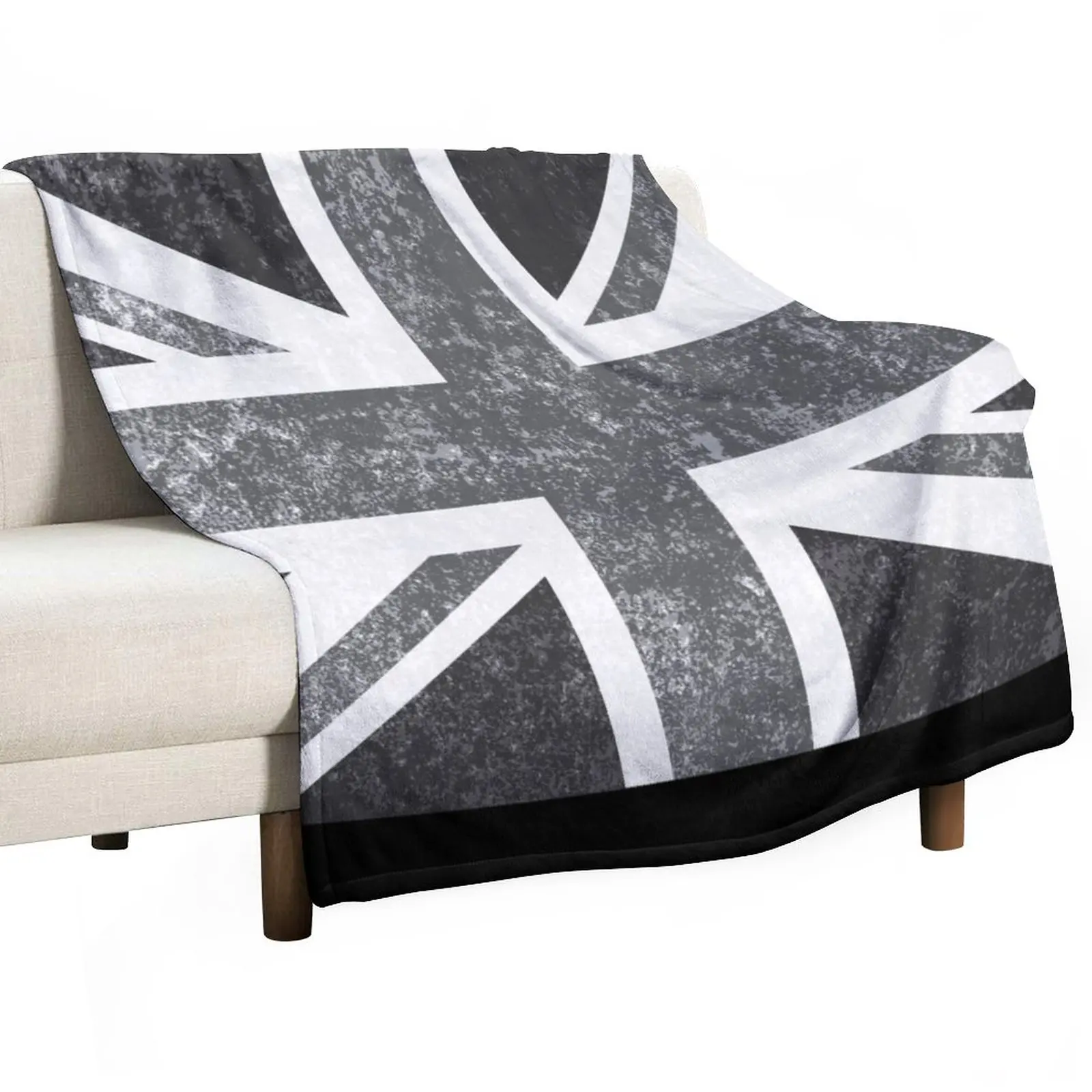 

Union Jack Vintage Grayscale - United Kingdom Flag Throw Blanket Summer Beddings Flannels Blankets