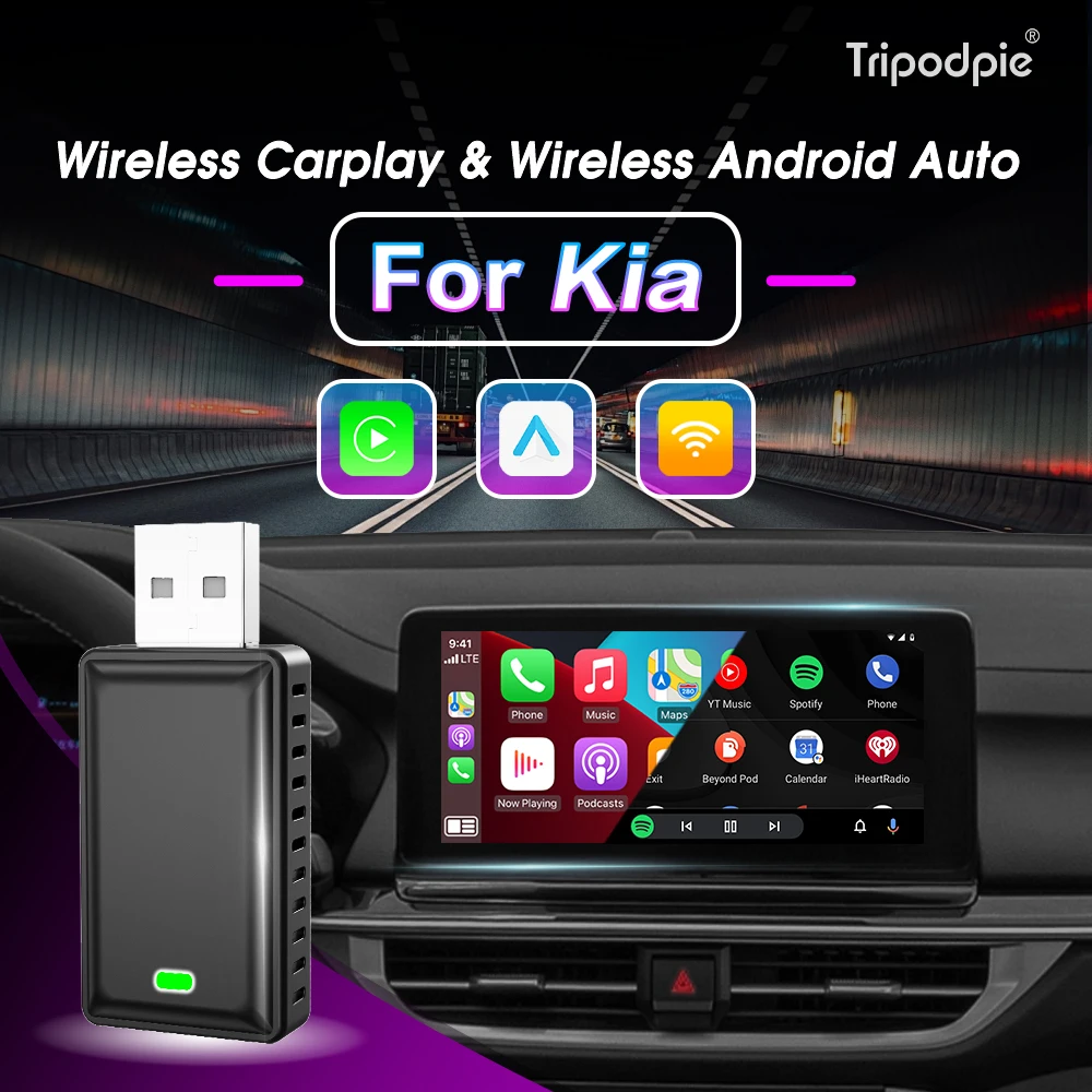 Adaptador inalámbrico para coche, Dongle inteligente 2 en 1 con Android, CarPlay, Plug and Play, para Kia Soul, Optima, Soul, EV, Forte, Niro, Rio, K5, EV6