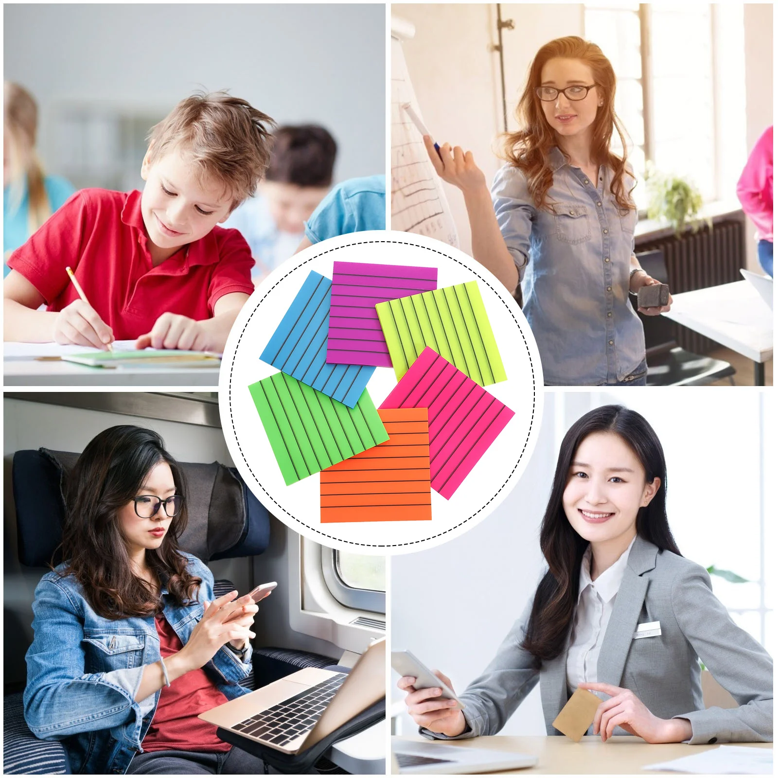 

5 Sets Semi-Transparent Fluorescent Reading Strips Adhesive Sentence Highlighter Stickers For Book Page Marker Portable School