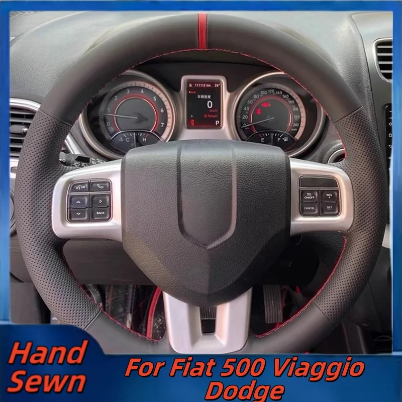 

Car Steering Wheel Cover Hand-Sewn Microfiber Leather For Fiat 500 Viaggio Dodge Car Interior Accessories