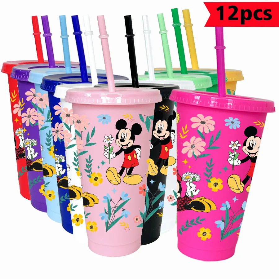 

12pcs/pack Disney Mickey flower 26oz multicolor plastic water cup party drinkware birthday/back to school gift