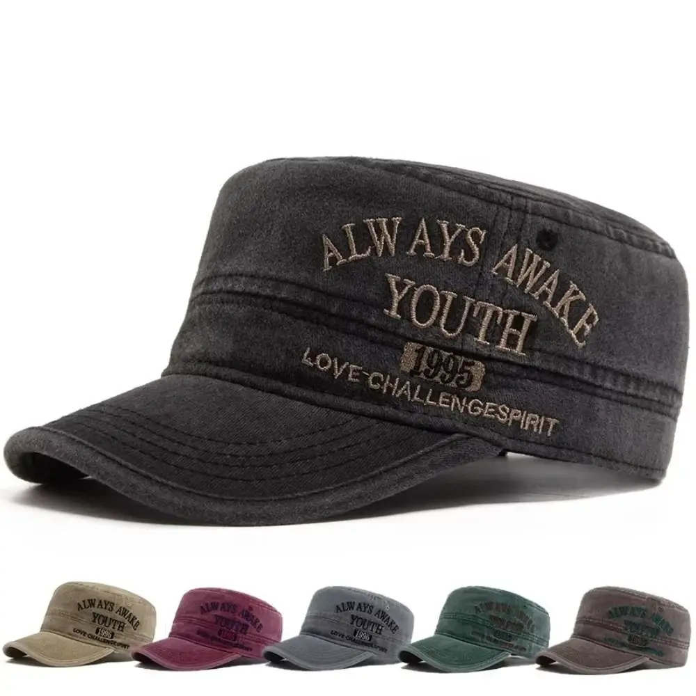 

Trend Letter Embroidery Baseball Caps Simple Adjustable Sun Visor Caps Breathable Flat-brimmed Hat Outdoor