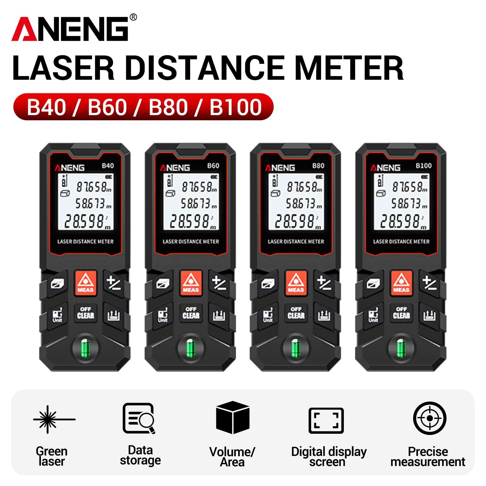 ANENG B40 B60 B80 B100 Handheld Laser Rangefinder Area Volume Pythagorean Calculation For Home DIY Indoor Outdoor Measuring Work
