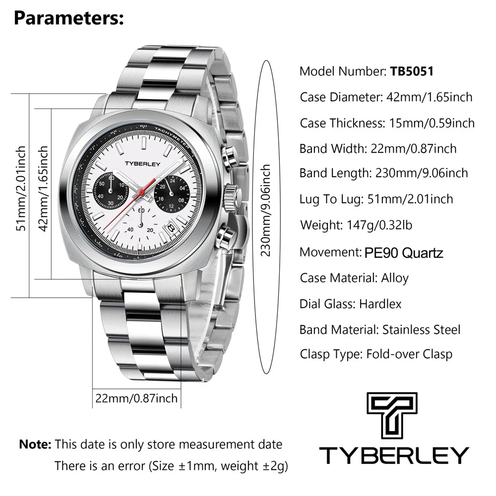 メンズ腕時計新 TYBERLEY 高級クォーツスポーツ腕時計ステンレス鋼の 
