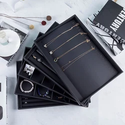 Black Leather Ring Necklace Jewelry Storage Tray Earring Bracelet Organizers Display Stands Holders Jewelry Store Decor Gifts