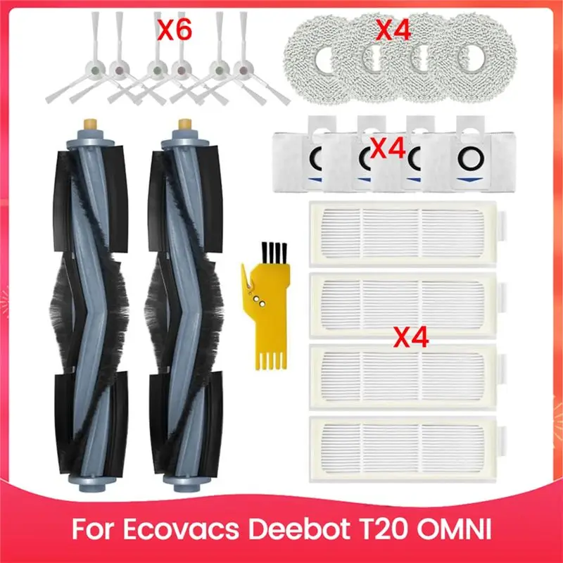 Комплект аксессуаров HOT-Accessories Kit для Forecovacs Deebot T20 OMNI: основные и боковые щетки, HEPA-фильтры, салфетки для уборки, мешки для сбора пыли