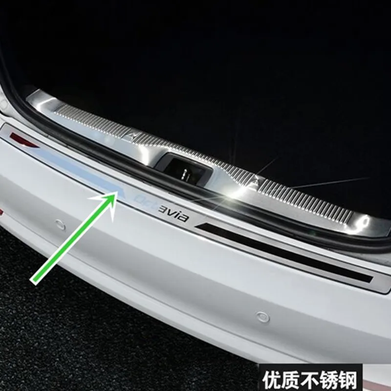 

Car styling Stainless Steel Rear Trunk Bumper Protector Rear Scuff Plate Rear Door Sill For Skoda Octavia 2007-2013