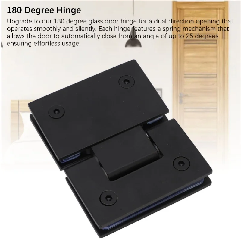 Glass Shower Door Hinges 180 Degree Stainless Steel Heavy Duty Glass Door Hinges For 5/16-1/2in 8mm-12mm Thick Frameless