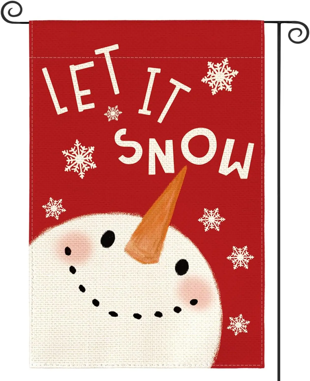 AVOIN colorlife Let It Snow Snowman Snowflake Garden Flag 12 x 18 Inch Double Sided Outside, Red Christmas Winter Holiday Yard O