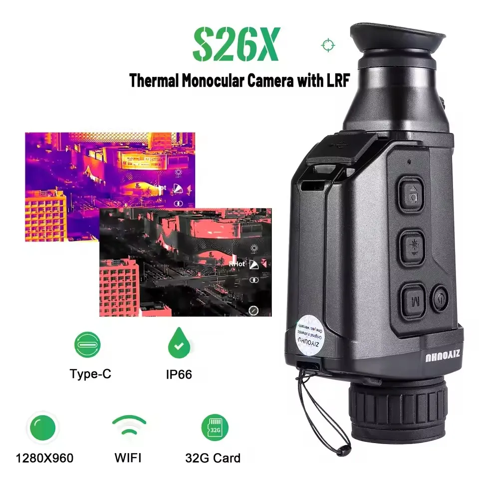 S26X Thermal Monocular Camera 1000m Laser Range Finder Hotspot Tracking Heat Imaging IP66 Waterproof for Hunting with WiFi