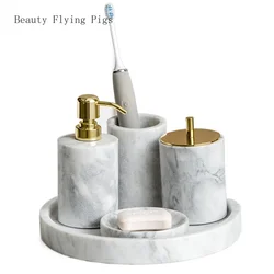 Natural marble bathroom toiletries, bathroom sets, hand washing, bathroom hand sanitizer bottles, tray accessories