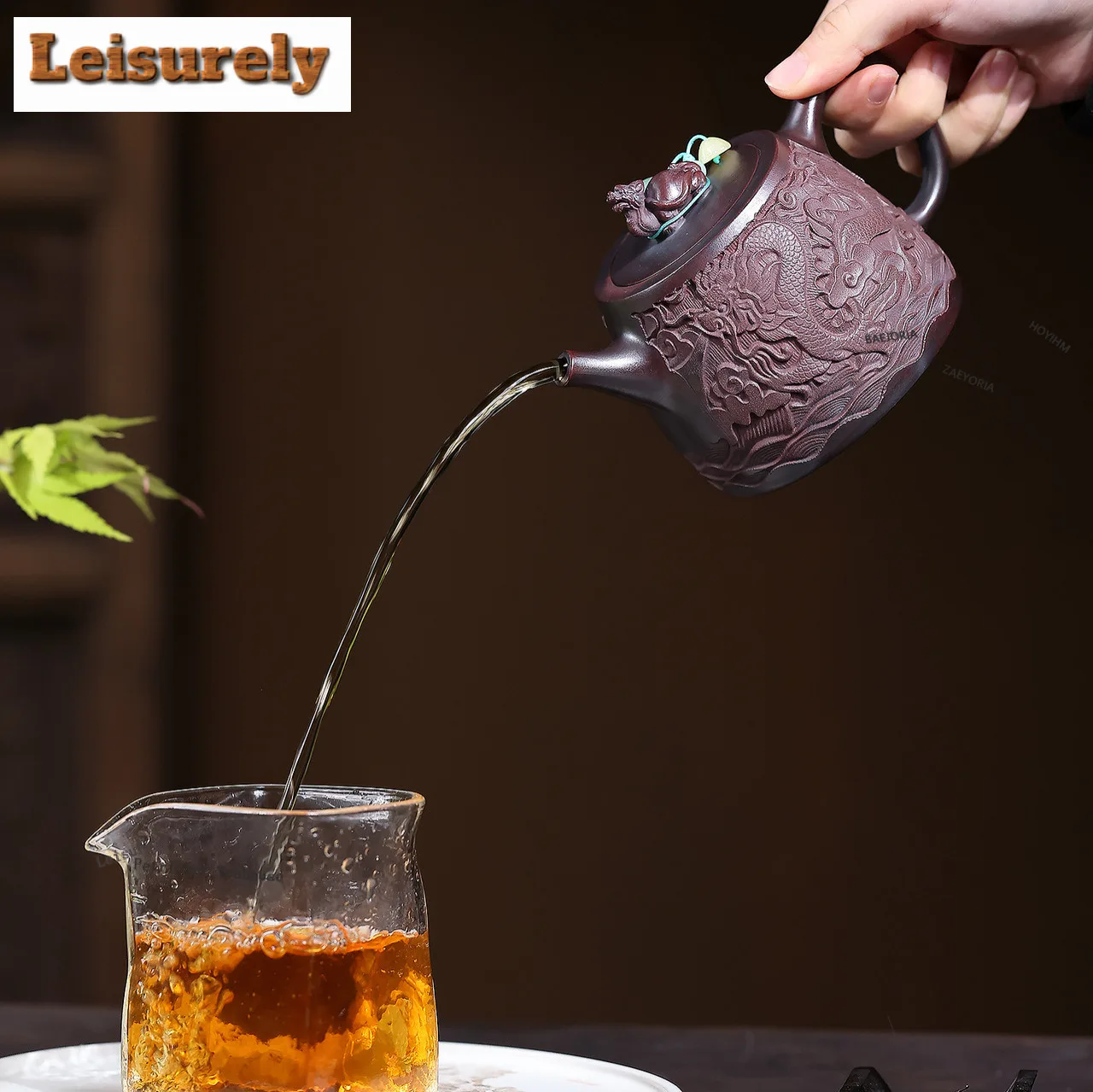 340ml Antique Yixing Purple Clay Teapots Handmade Embossed Dragon Pattern Pot Raw Ore Ancient Bronze Mud Kettle Zisha Teaset Cha