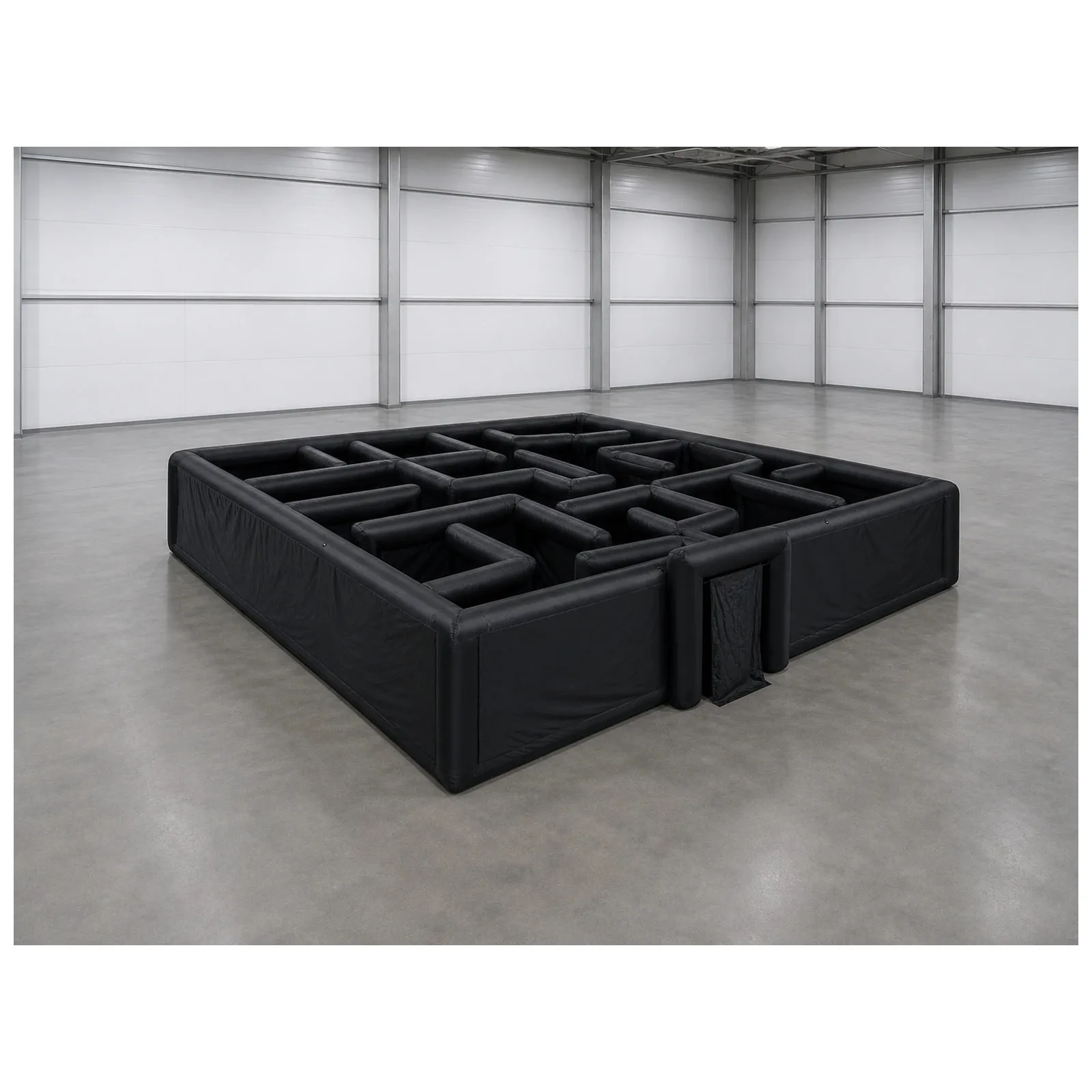 Large Plain Black Inflatable Maze 12X12m 39X39ft with Blower Sports Game Party Events Kids and Adults Outdoor Fun Open Top