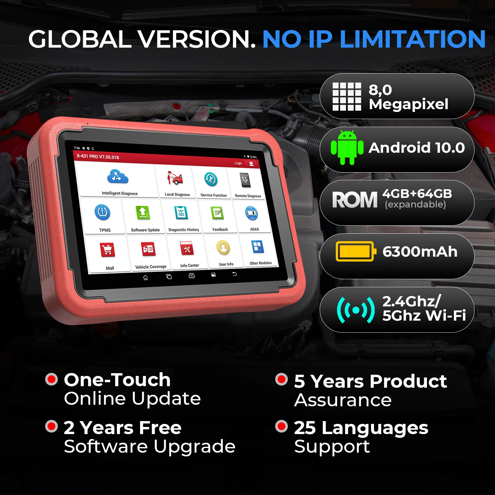 إطلاق X431 PROS V 5.0 أدوات التشخيص Obd2 ماسح ضوئي للسيارة PRO V جميع أدوات تشخيص السيارات ECU الترميز 2024 نسخة جديدة