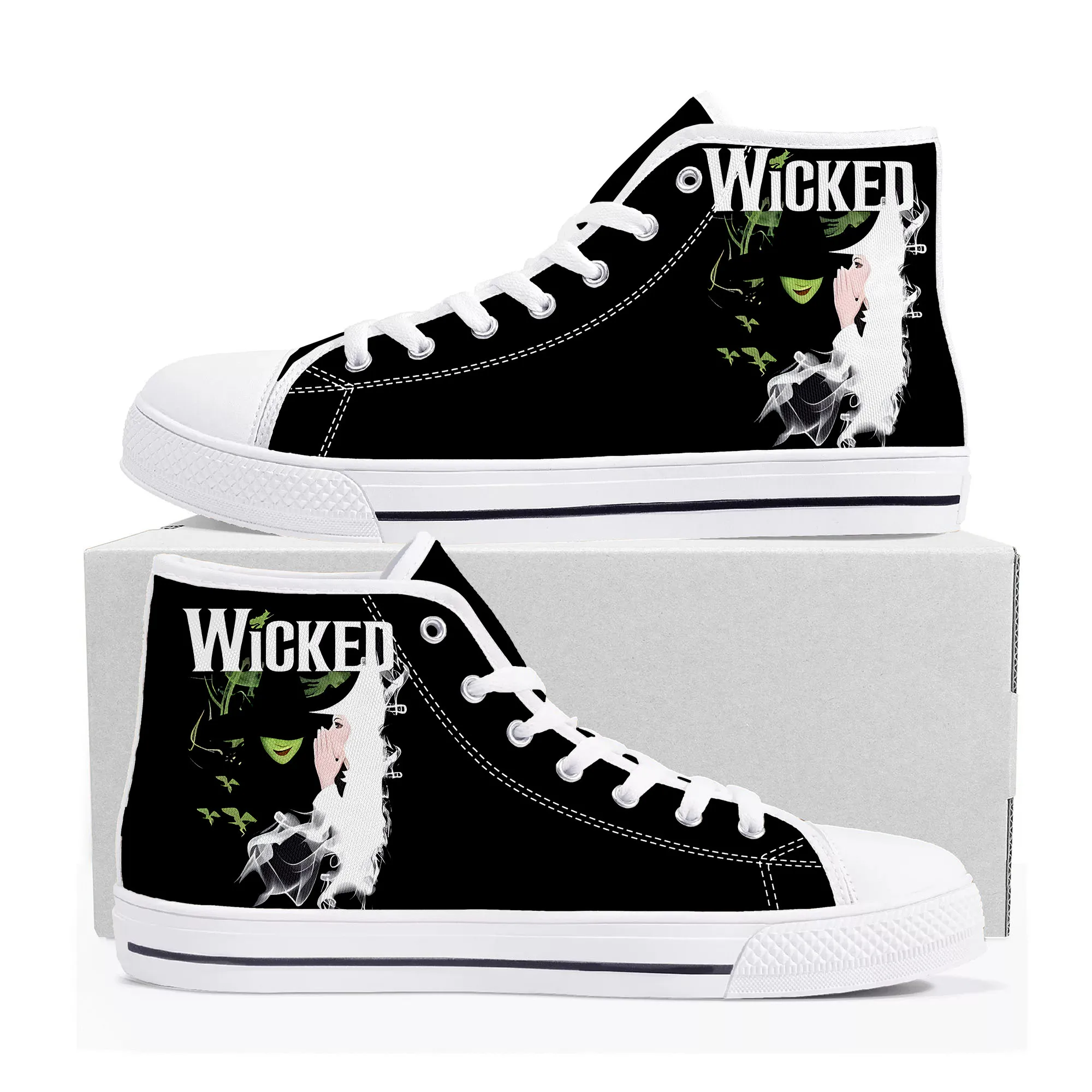 WICKED He Musical Elphaba The Wicked Witch of the West High Top Sneakers Mens Womens Teenager Canvas Sneaker Customize Shoe