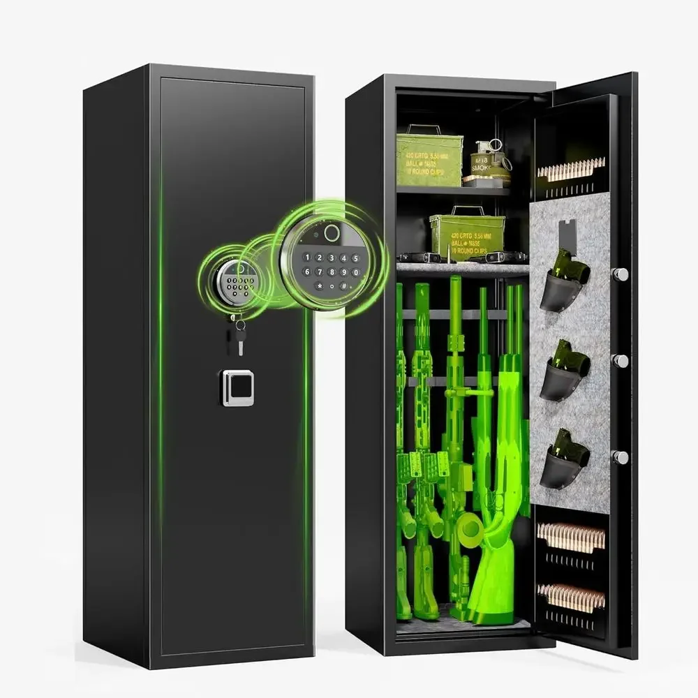 Biometric Fingerprint Safe for Firearms with Adjustable Shelving and Keyless Entry