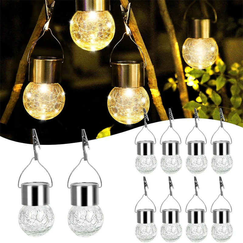 

Solar Hanging Lights, Christmas Decoration Lights with Multi-Color Changing Cracked Glass Hanging Ball Outdoor Lights Waterproof