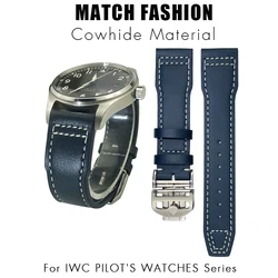 Bracelet de montre en cuir véritable, bracelet en cuir de vachette, bleu, noir, marron, montre pilote, IWC Suffino 77, Mark Xfinancier, Petit Prince, 20mm, 21mm, 22mm