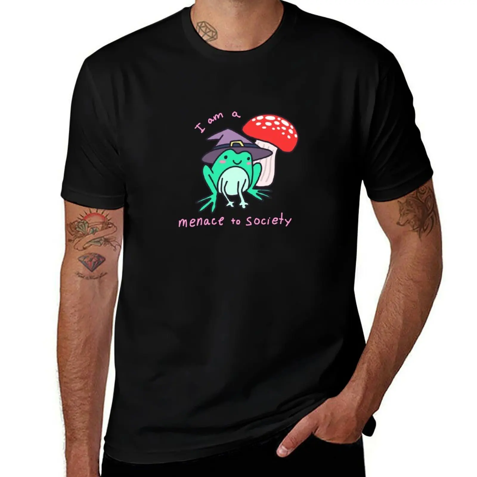 

Menace to society frog T-Shirt Casual Pattern Print Tee Shirt