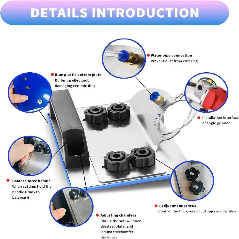 حامل طاحونة زاوية عالمي 100 للبلاط 45 ° قطع الشطب، دعامة قطع دقيقة خاصة. حامل ثابت لشطب البلاط #3