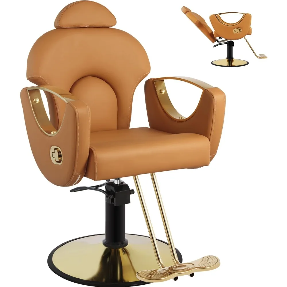 

Salon Barber Chair, Reclining Salon Chair for Hair Stylist, HairSalon Chair with Heavy Duty Hydraulic Pump, 360 Degrees Swivel