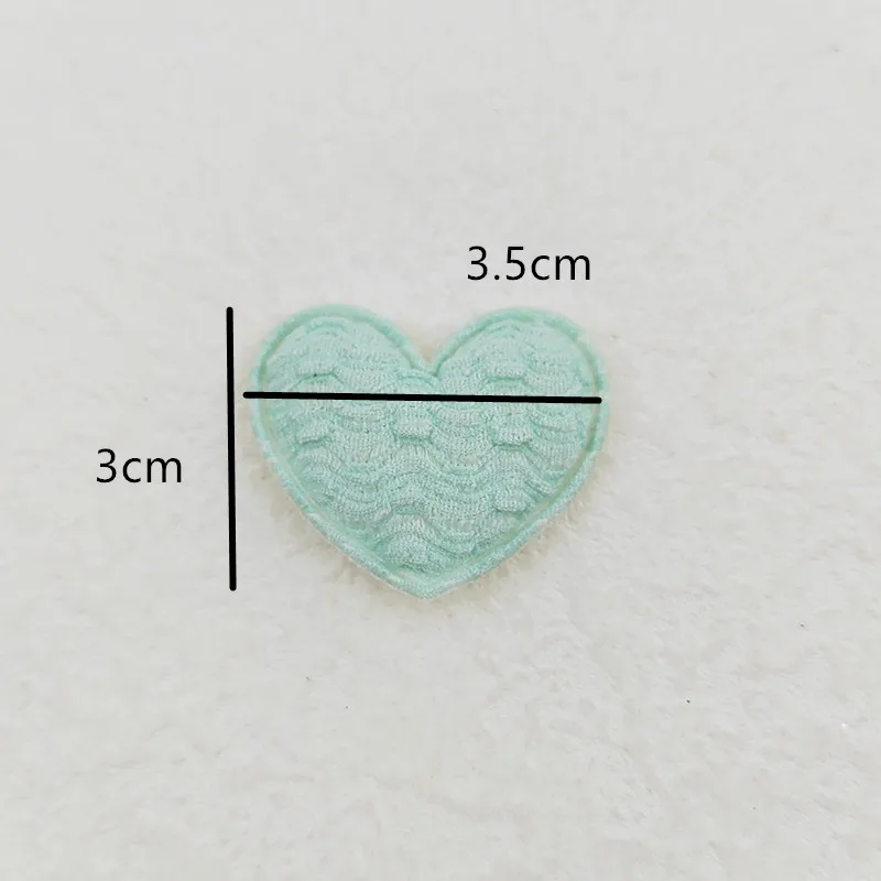 100 pz 3.5x3CM cuore imbottito Appliques per i vestiti cappello forniture per cucire copricapo fai da te fermaglio per capelli fiocco Decor patch