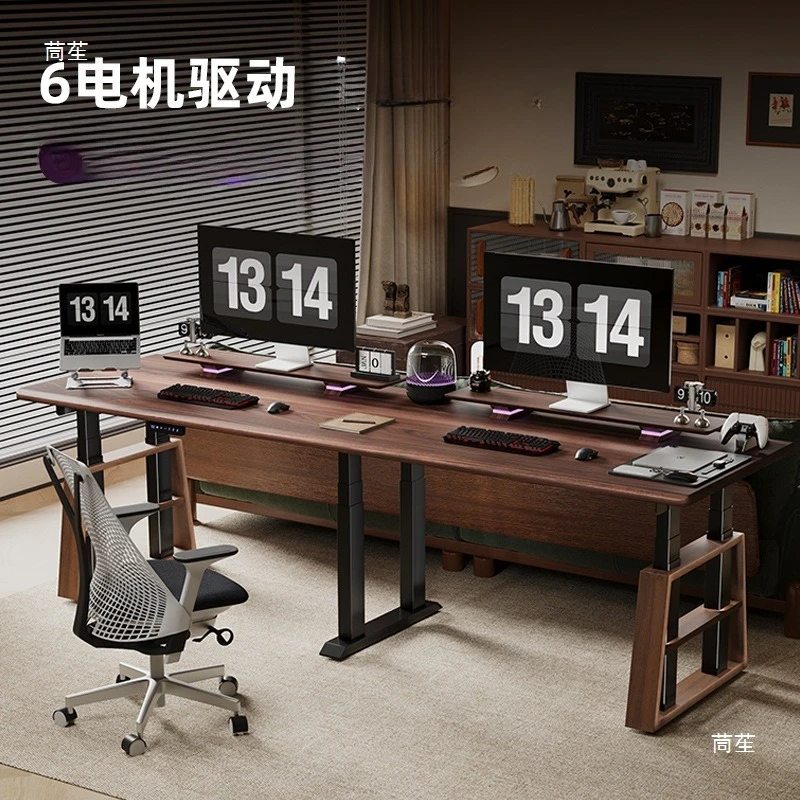 أربعة محركات، مصاعد، أرجل طاولة، خشب متين، لوح كبير، غرفة رياضية إلكترونية، طاولة كمبيوتر، قوس