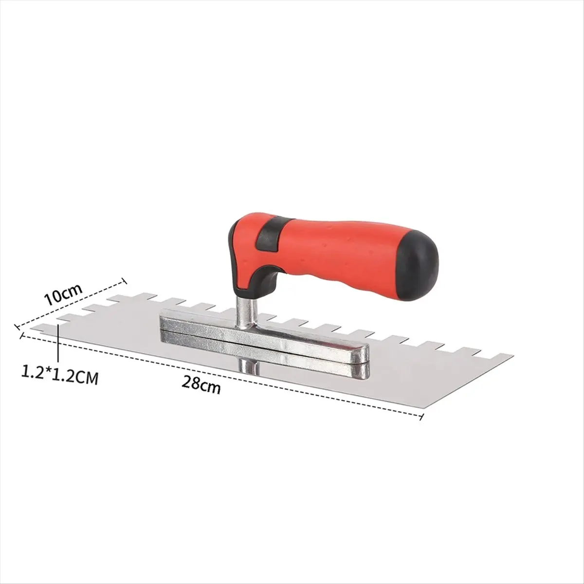 【WSFS】 1/2inch Square Notched Trowel,Stainless Steel Flat Finishing Trowel for Cement, Masonry Tile Installation Work