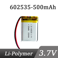 3.7V 500mAh 602535 Lipo Polymer Lithium Rechargeable Battery JST PH 2.0mm 2pin For GPS DVD Bluetooth Recorder Headset Camera