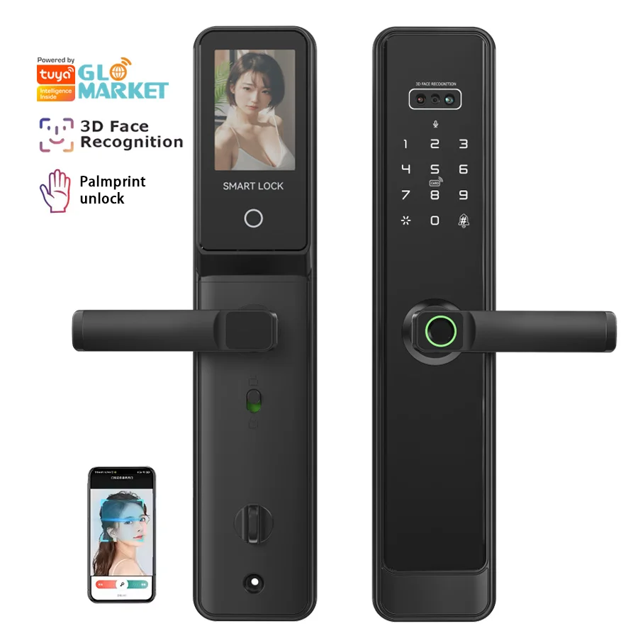 

Glomarket Tuya умный цифровой видеодомофон дверной замок с 3D-лицом биометрическое распознавание отпечатков пальцев пальмовых вен для деревянной двери