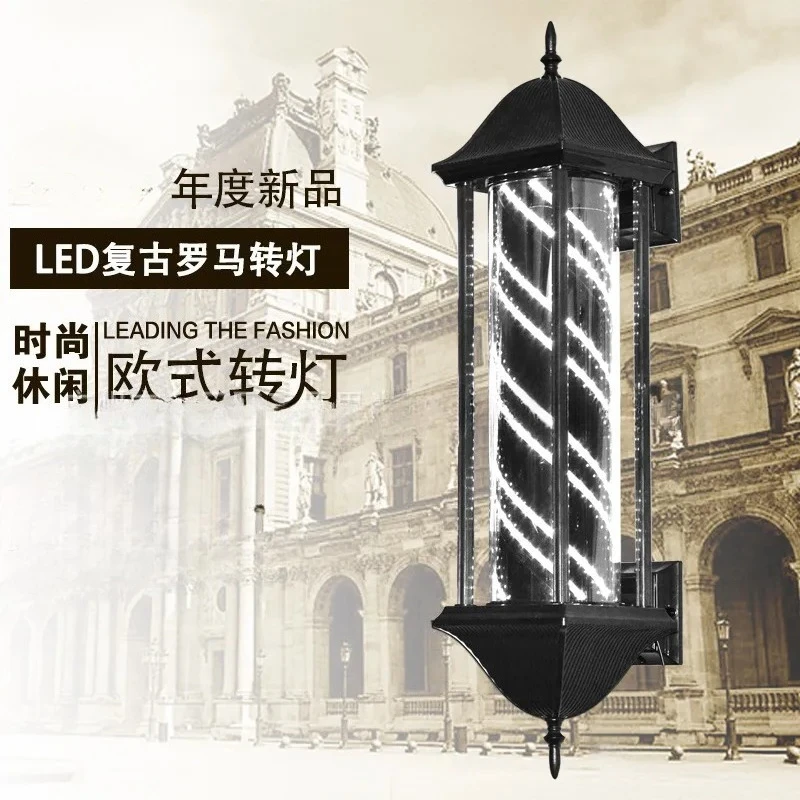 Retro LED Roman Hair Sign Light Box Outdoor Barber Shop Wall Mounted Neon Style Business Storefront Display Lamp