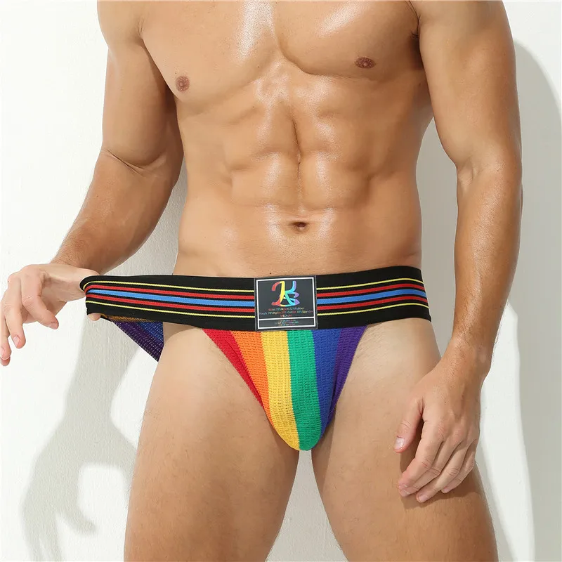 

Sexy Butt Lift Mens Underwear Briefs Rainbow Pattern Patchwork Panties Fashion Breathable Cozy Underpants Cuecas Calzoncillos