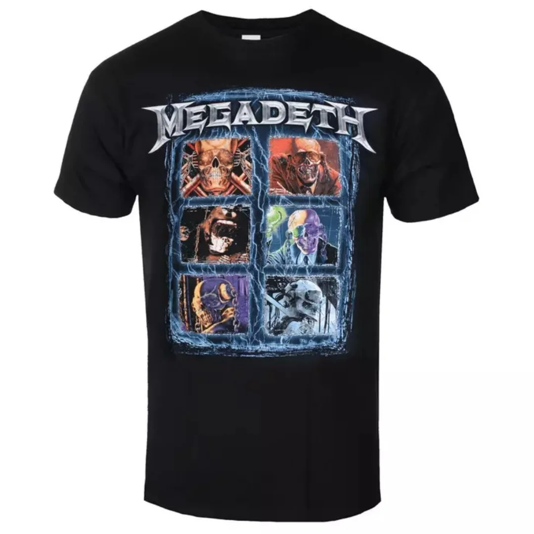 Camiseta con estampado de Megadeth - Head Gri Pattern Print - Camiseta de la banda de metal Criticizes Metal, adecuada para que la usen tanto hombres como mujeres