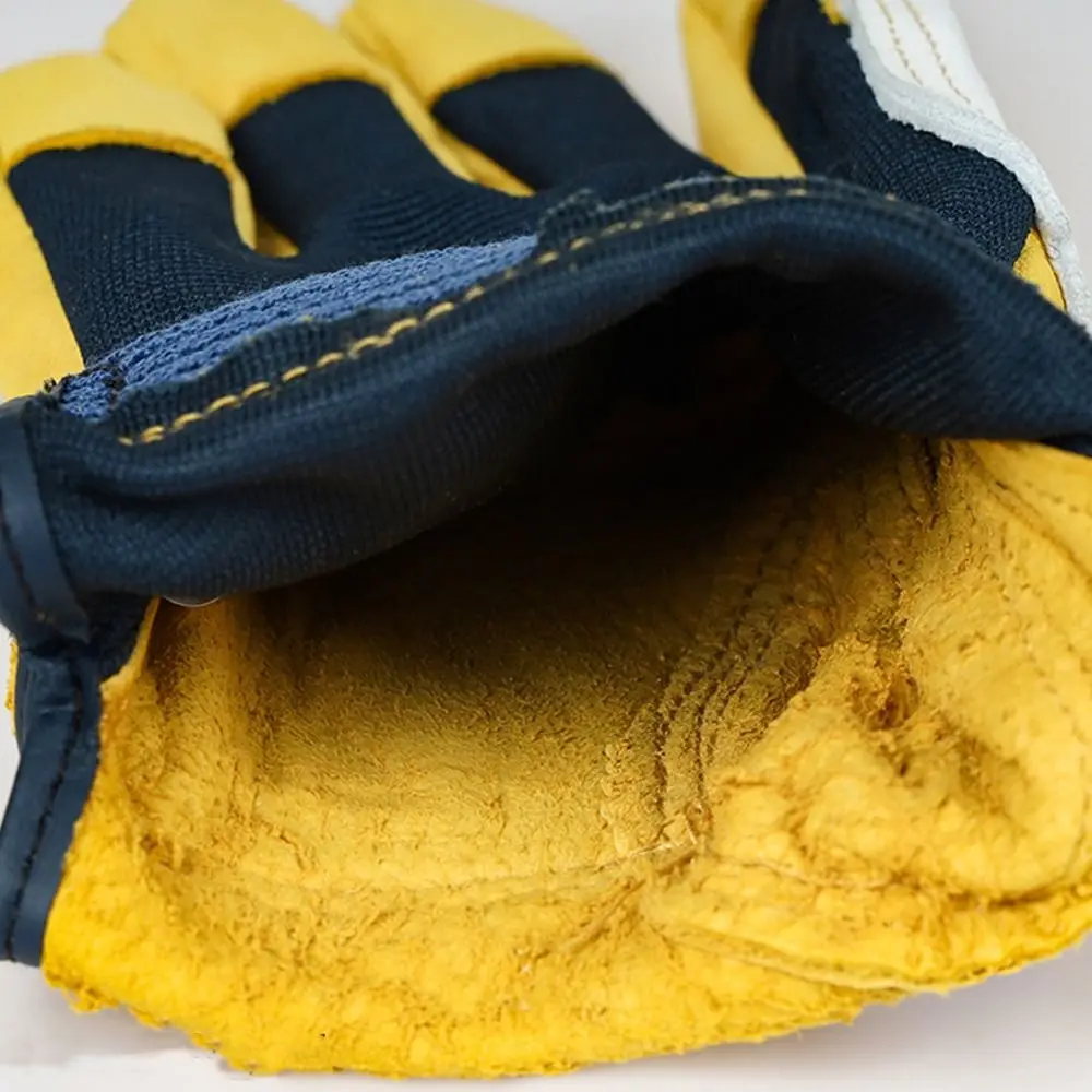 1 pair Thickened Leather Work Gloves Wear-Resistant Tough Grip Labor Insurance Gloves Breathable Safety Welding Gloves