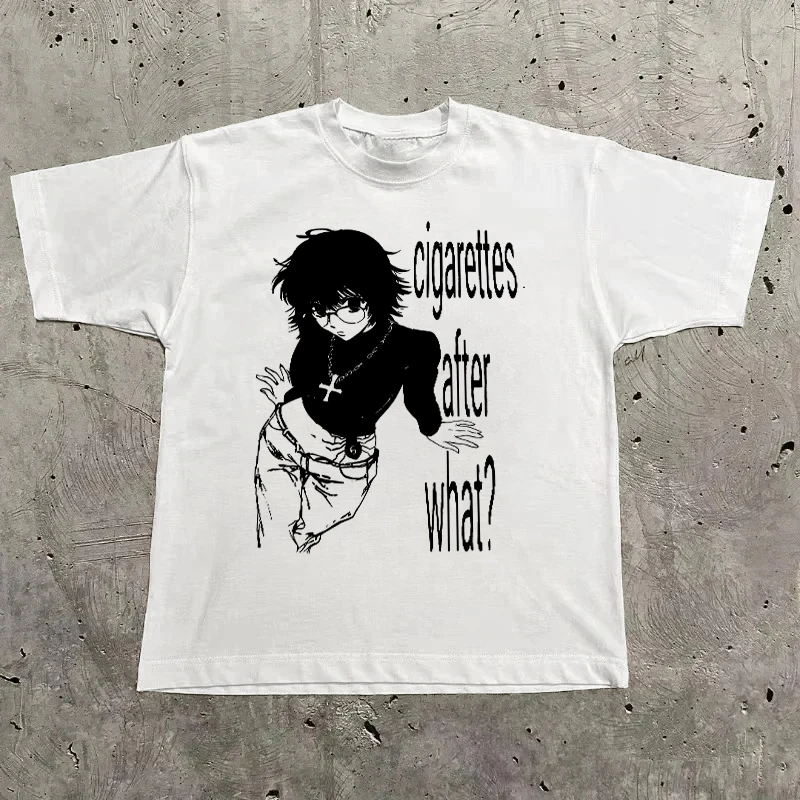 Harajuku Buchstaben-Grafik T-Shirts Y2k Tops Sommer Damenkleidung High Street Übergroße T-Shirts Streetwear Vintage Goth Herren T-Shirt
