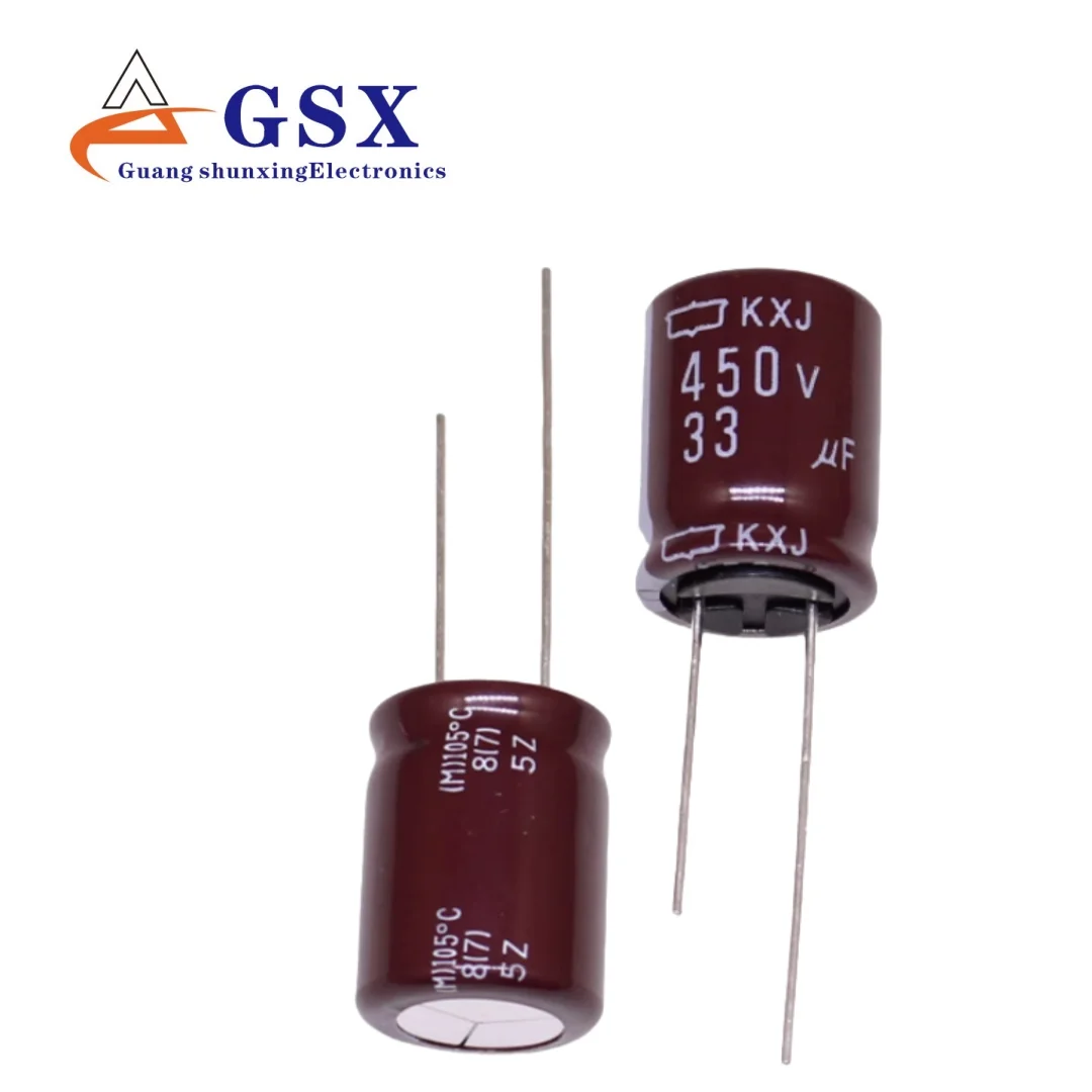 

33UF 450V imported aluminum electrolytic capacitor 450v33uf 16 * 20 Black Diamond KXJ high-frequency long-life