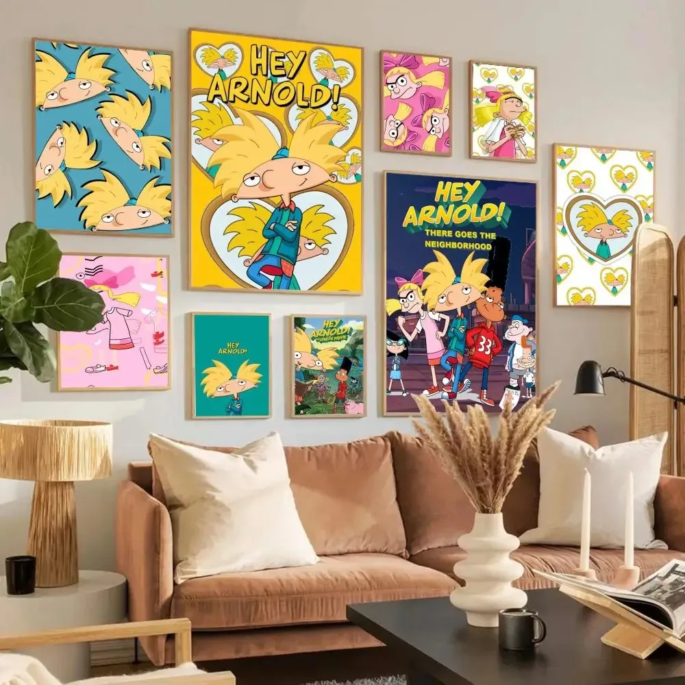 Póster de dibujos animados de Hey ArnoldS, carteles clásicos vintage, arte de pared de calidad HD, pintura en lienzo, carteles Retro para decoración de pared de la habitación del hogar