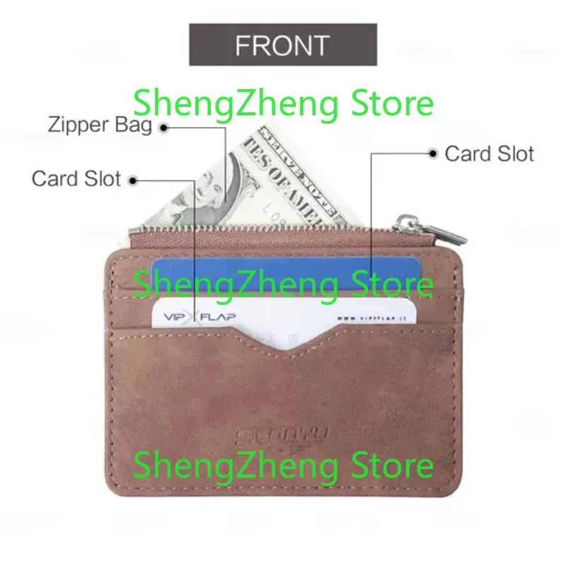 2 قطعة محفظة بطاقة قصيرة ماتي الجلود الرجعية متعددة بطاقة متجمد النسيج حامل بطاقة سستة حقيبة المال Stonego جديد الحد الأدنى محفظة #2