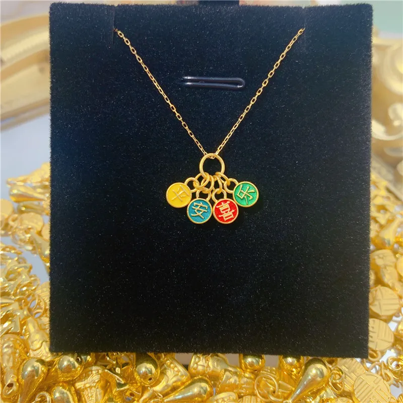 New 999 24K Yellow Gold Pendant Bring Lucky Necklace Pendant For Children 1pcs