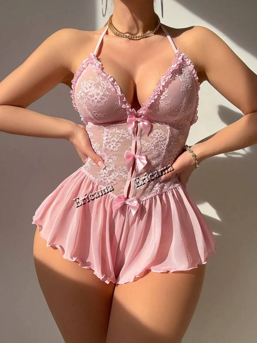 Sexy Lingerie Set Erotic Bras Bodysuits Woman Lace Transparent Underwear Fairy Bra Kits Delicate Pajama Set Thin Erotic Sets