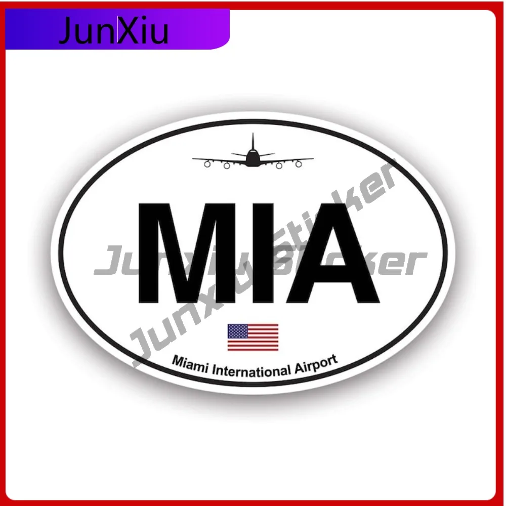 

Miami Airport Euro Oval Sticker Creative Decals Mia Florida Dade Fl Cute Style SUV Use Waterproof Vinyl Decal For Car Bumper