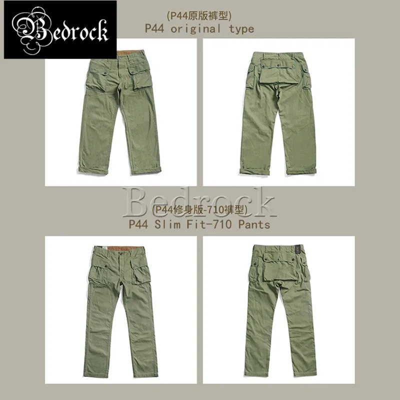 P-44 Monkey Pants Men\'s Military Style HBT Cargo Trousers Army Green loose Straight Vintage worker pant Herringbone